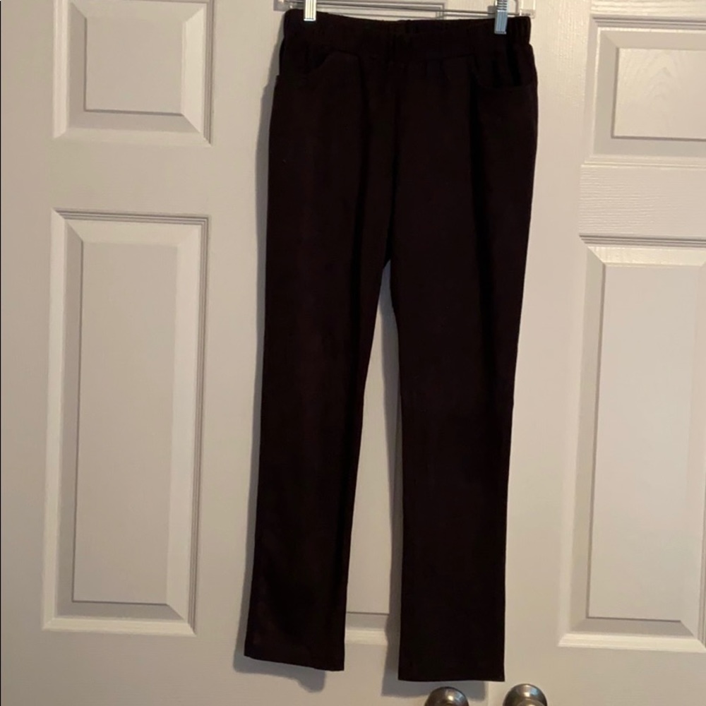 Black suede leggings with pockets